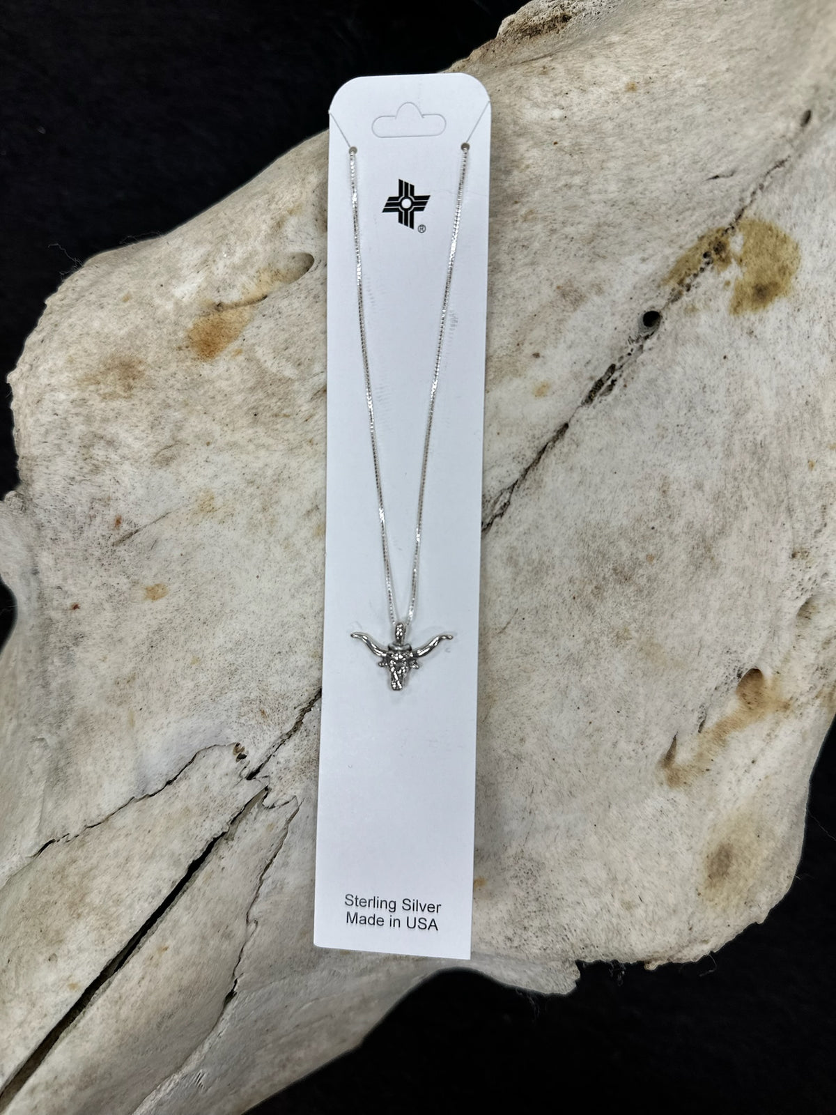 Sterling Silver Bull Head Charm Necklace