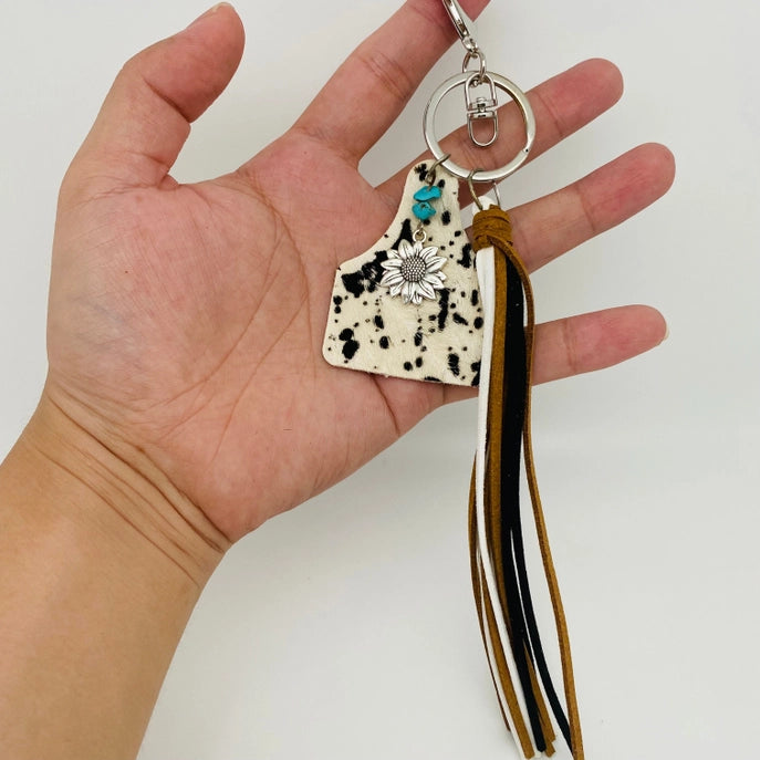 Western Cow Tag Keychain