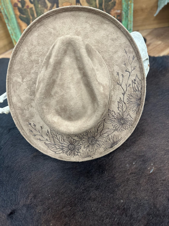 Custom Burned Sunflower Hat