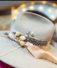 Silver Stamped Metal Western Saddle Hat Pin Hat Bar