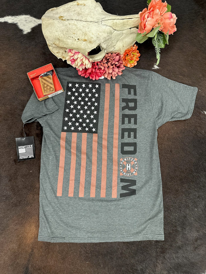 Men’s Howitzer Charcoal Heather Tee – Freedom Flag