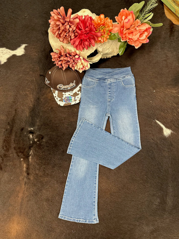 Li’l Britches Criss Cross Waist Flare Jeans by ML Kids