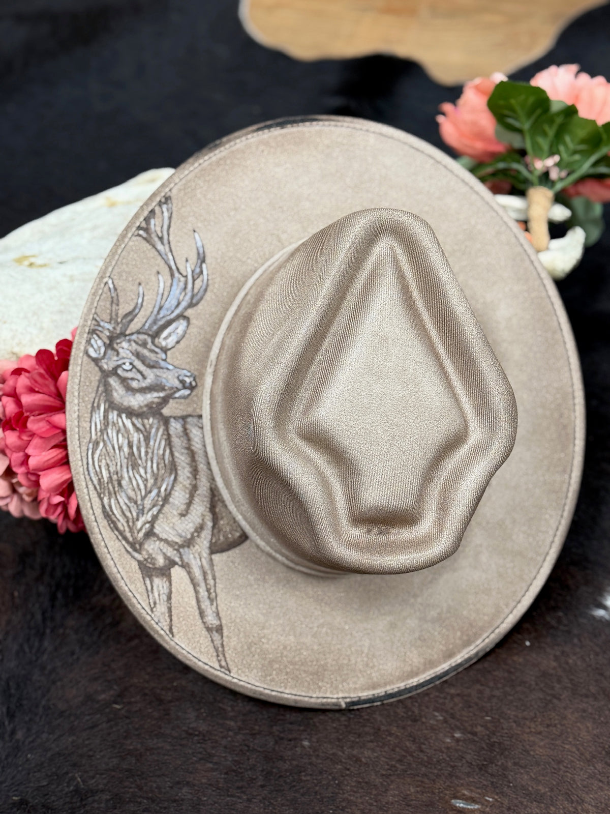 The "Arrowhead Ridge" Custom Burned Elk Hat