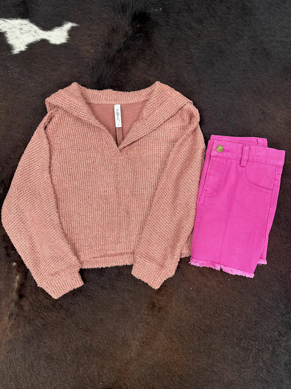 Hot Pink Frayed Hem Mini Skirt