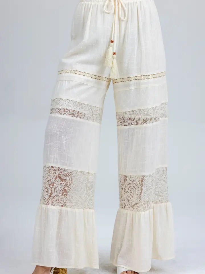 Miss Me Lace and Linen Luxe Pant