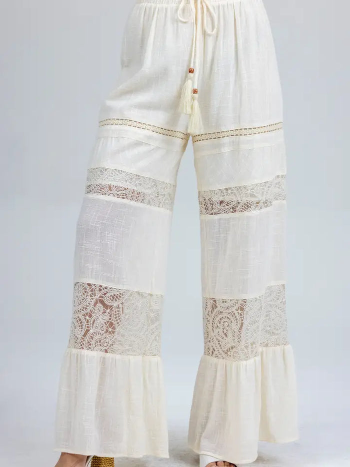 Miss Me Lace and Linen Luxe Pant