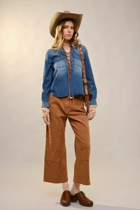 Denim Lace-Up Western Top