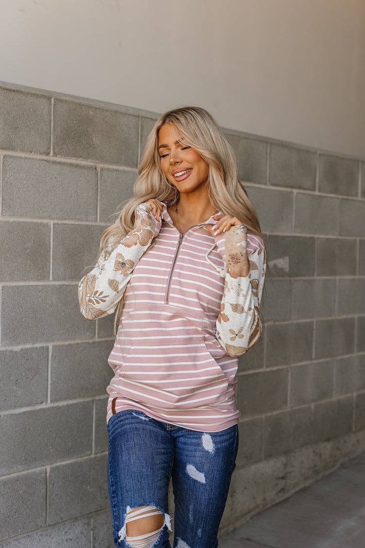 Ampersand HalfZip Sweatshirt - Rose Over Bros