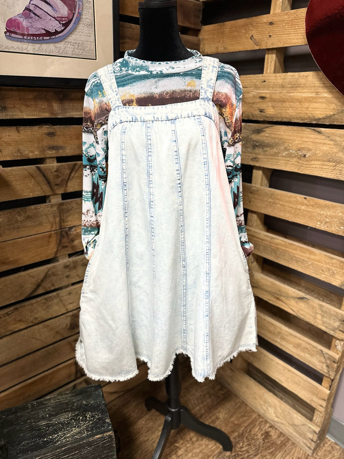 Sunwashed Denim Pinafore Dress