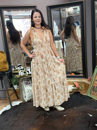 Tie Shoulder Tiered Dress