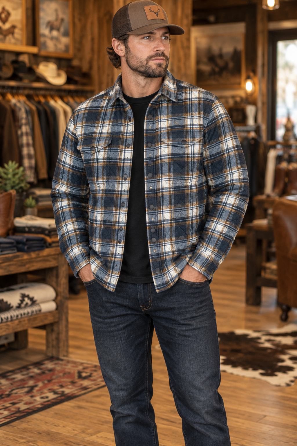 Howitzer Artillery Quilted Flannel Jacket – Black Plaid