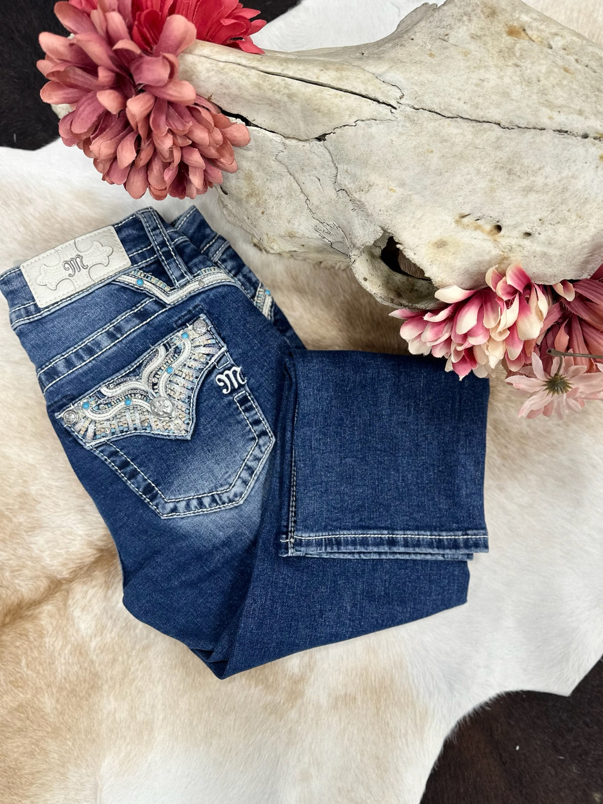 Miss Me Silver Wing Embellished Capri