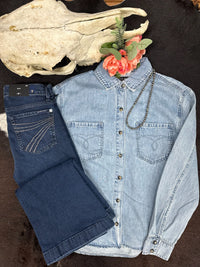 Judy Blue Washed Denim Button-Up Shirt