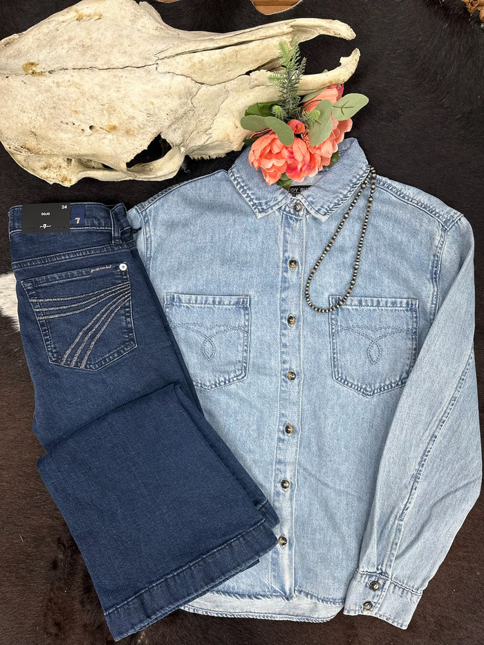 Judy Blue Washed Denim Button-Up Shirt