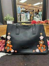 Wrangler Floral Collection | Black & Mustard Tote