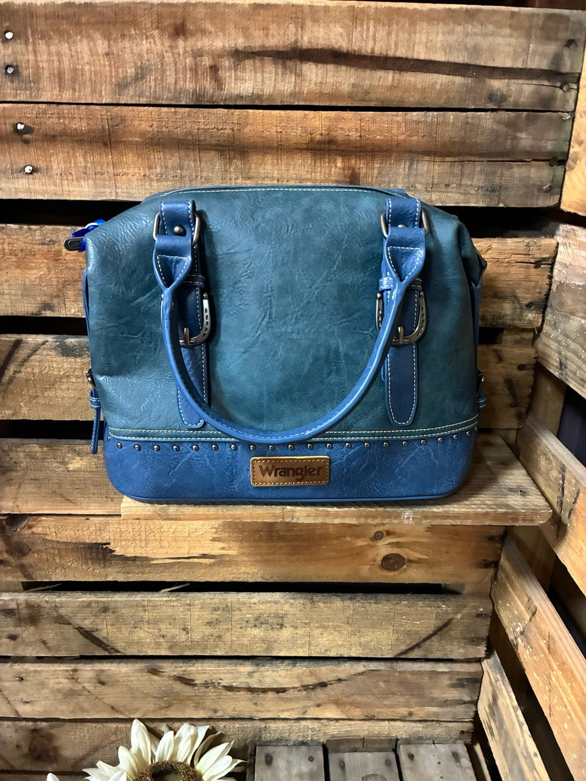 Wrangler Two-Tone Horseshoe Satchel – Brown or Blue