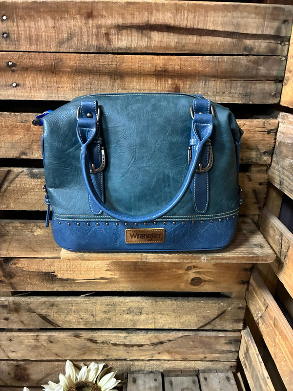 Wrangler Two-Tone Horseshoe Satchel – Brown or Blue