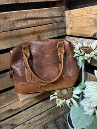 Wrangler Two-Tone Horseshoe Satchel – Brown or Blue