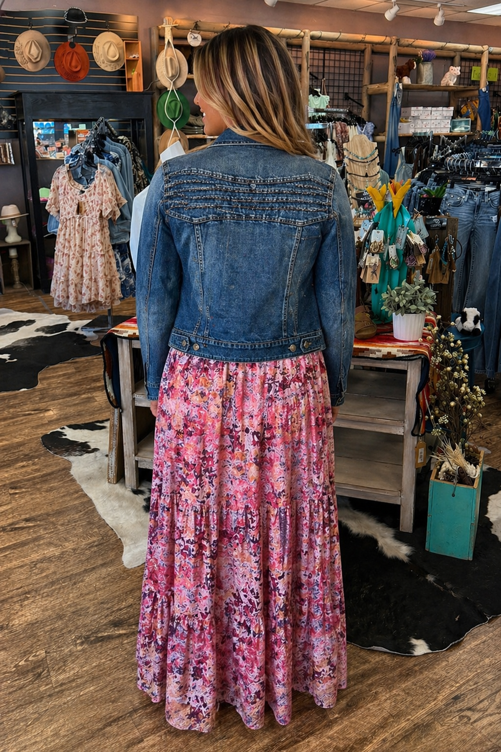 Montana Co. Pleated Yoke Denim Jacket