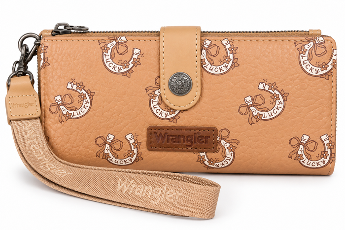 Wrangler Lucky Horseshoe Print Wristlet Wallet
