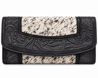 Western Tooled Cowhide Clutch Wallets