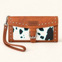 Wrangler Western Buckle Wristlet Wallet – Cream & Cow Print