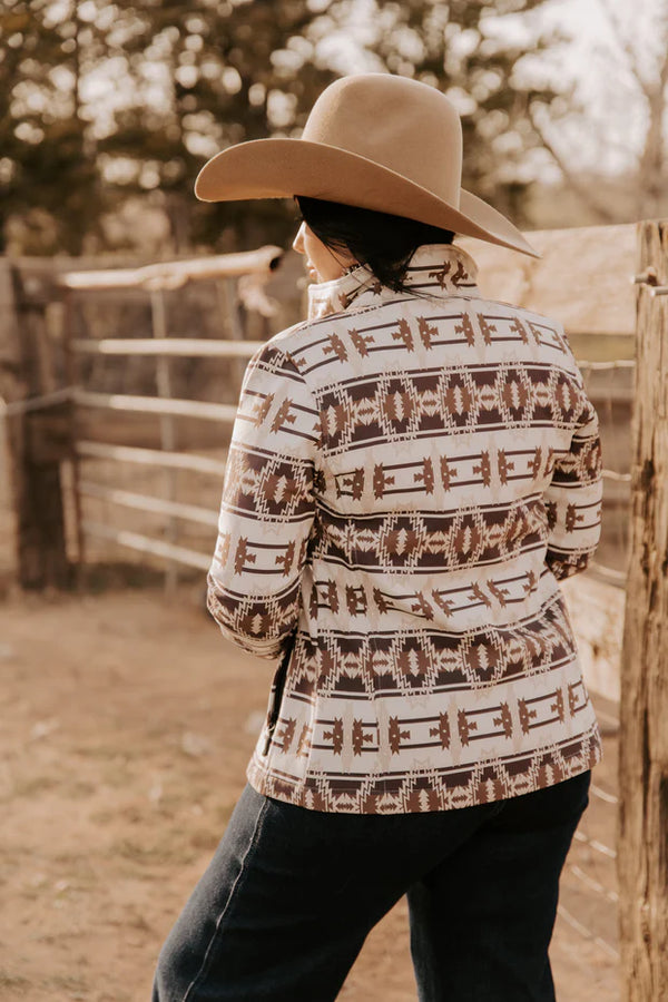 Ladies Bonded Softshell Jacket in Aztec Print