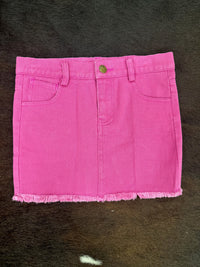 Hot Pink Frayed Hem Mini Skirt
