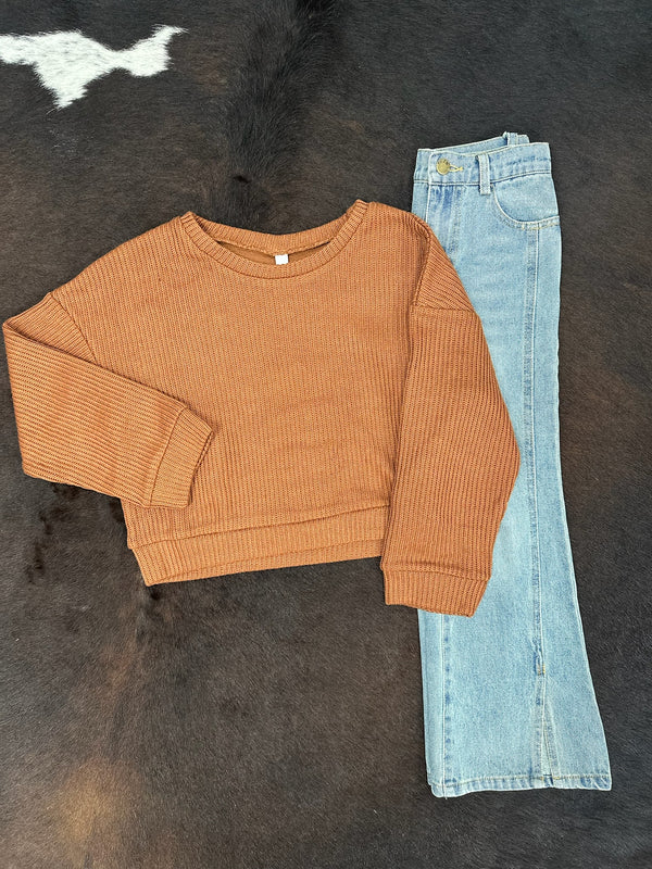 Li'l Britches Rust Cropped Knit Sweater