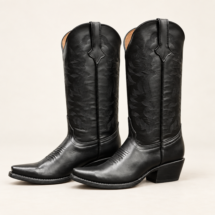 Tanner Mark Dark Horse Black Western Boots