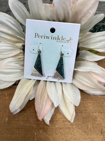 Patina Silver Triangle Drop Earrings