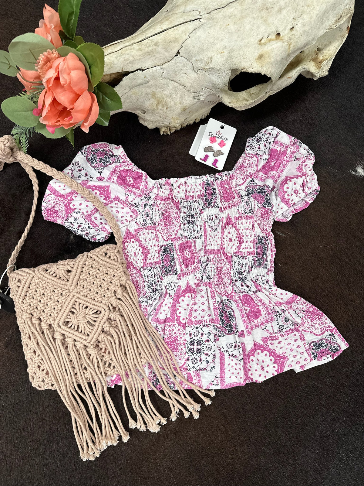 Girls Bandana Print Smock Top