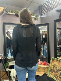 Ruffle Sheer Chiffon Blouse