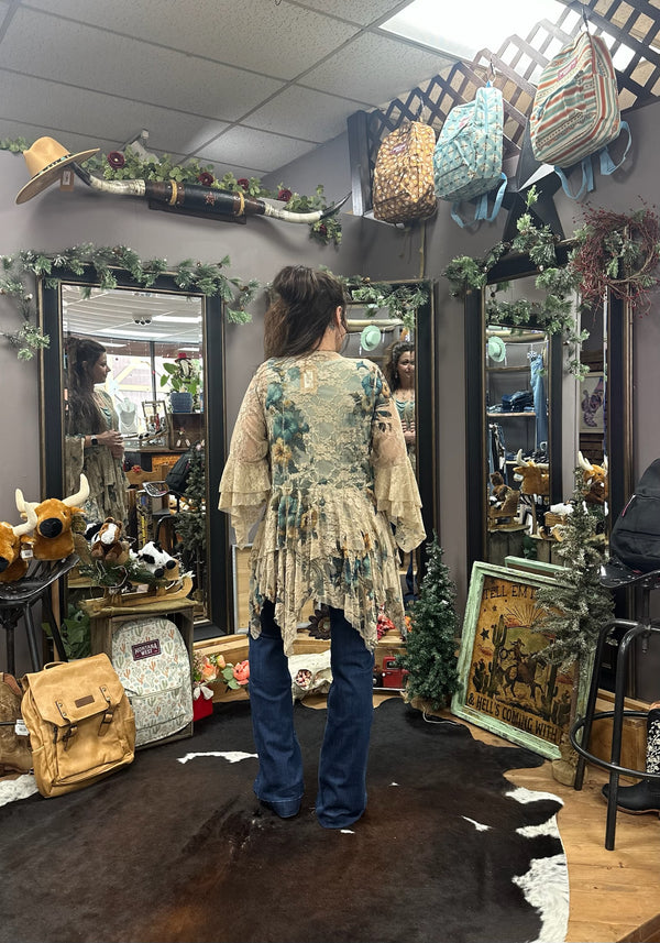 Vintage Lace Floral Layering Kimono