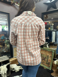 CozyCharm Light Pink Gingham Shacket