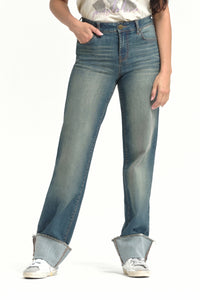 Flint ’90s Roll-Cuff Mid-Rise Straight Jeans