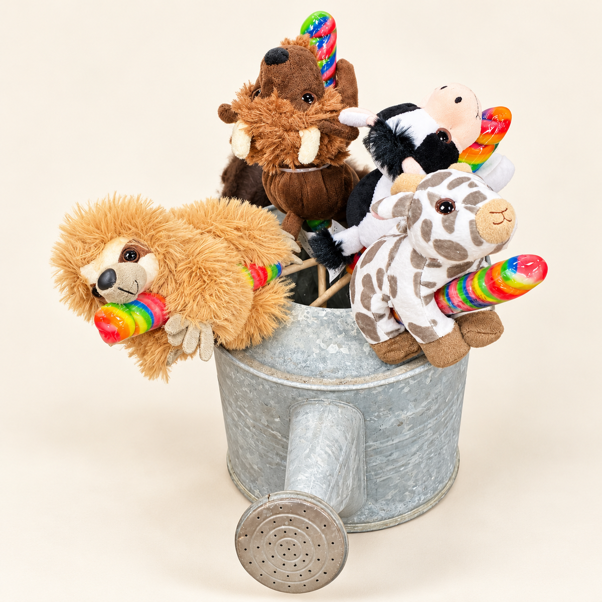 Zoology Loly Plush Animals with Rainbow Lollipop