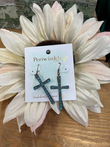 Hammered Patina Cross Earrings