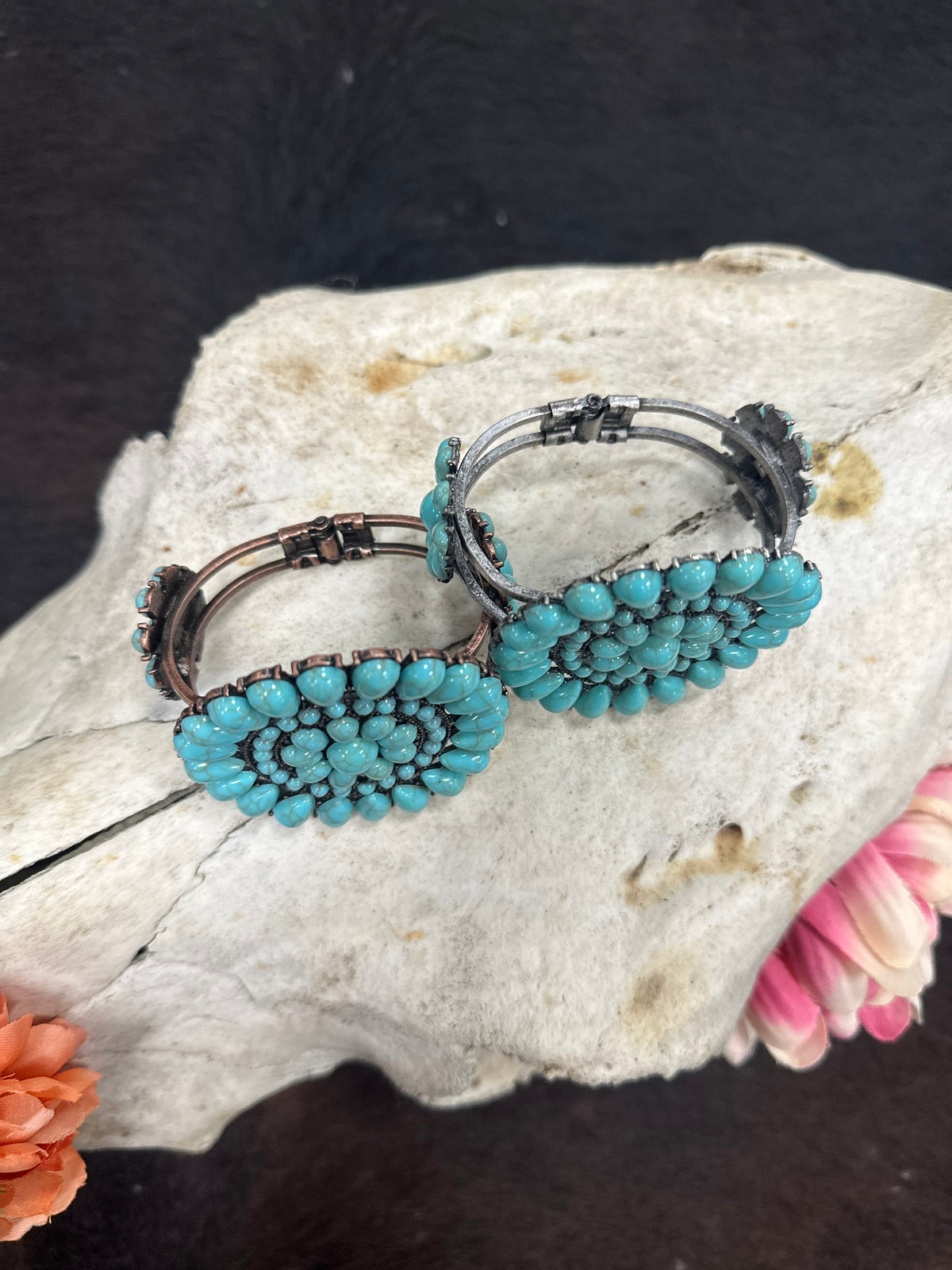 Turquoise Cluster Cuff Bracelet
