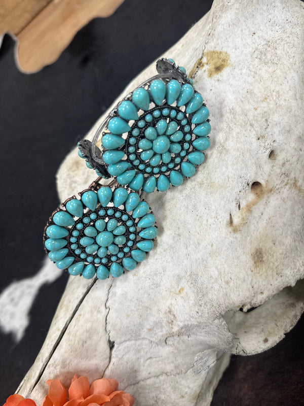 Turquoise Cluster Cuff Bracelet