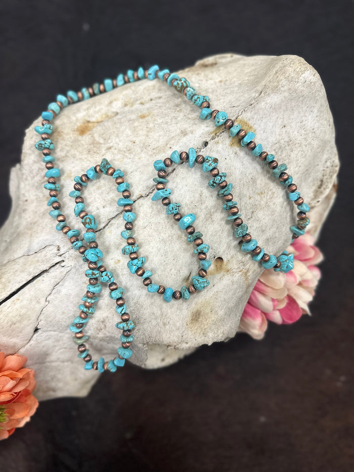 Turquoise Nugget and Navajo Necklace