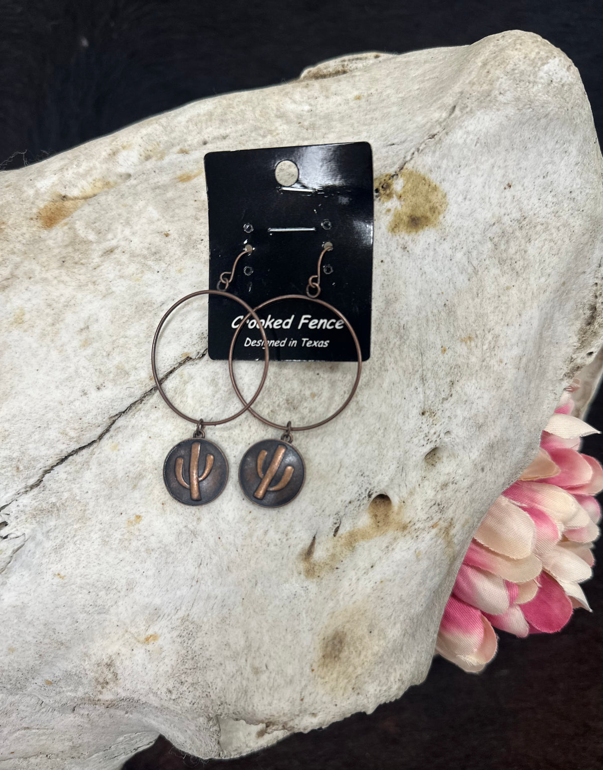Copper Cactus Hoop Earrings