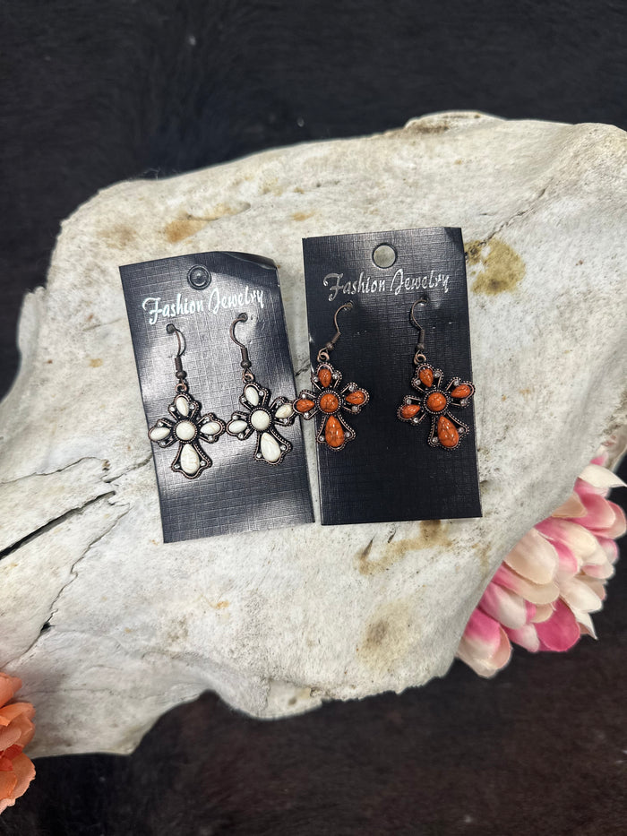 Western Cross Stone Earrings