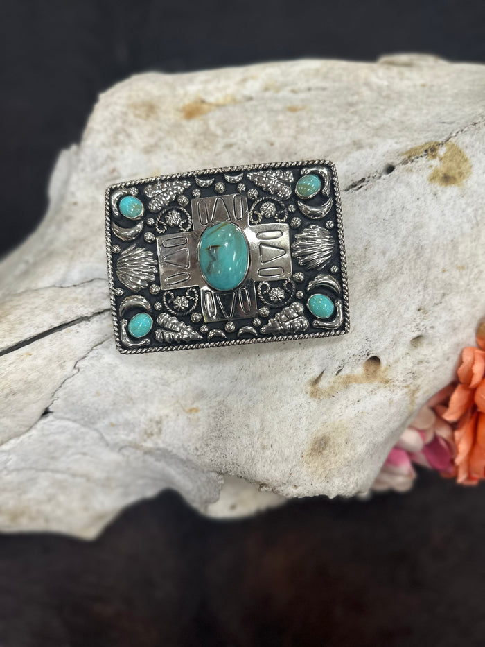 Turquoise Cross Belt Buckle