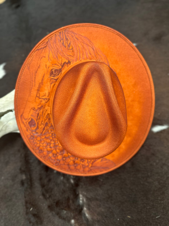 Wild and Free Hand-Burned Horse Western Hat
