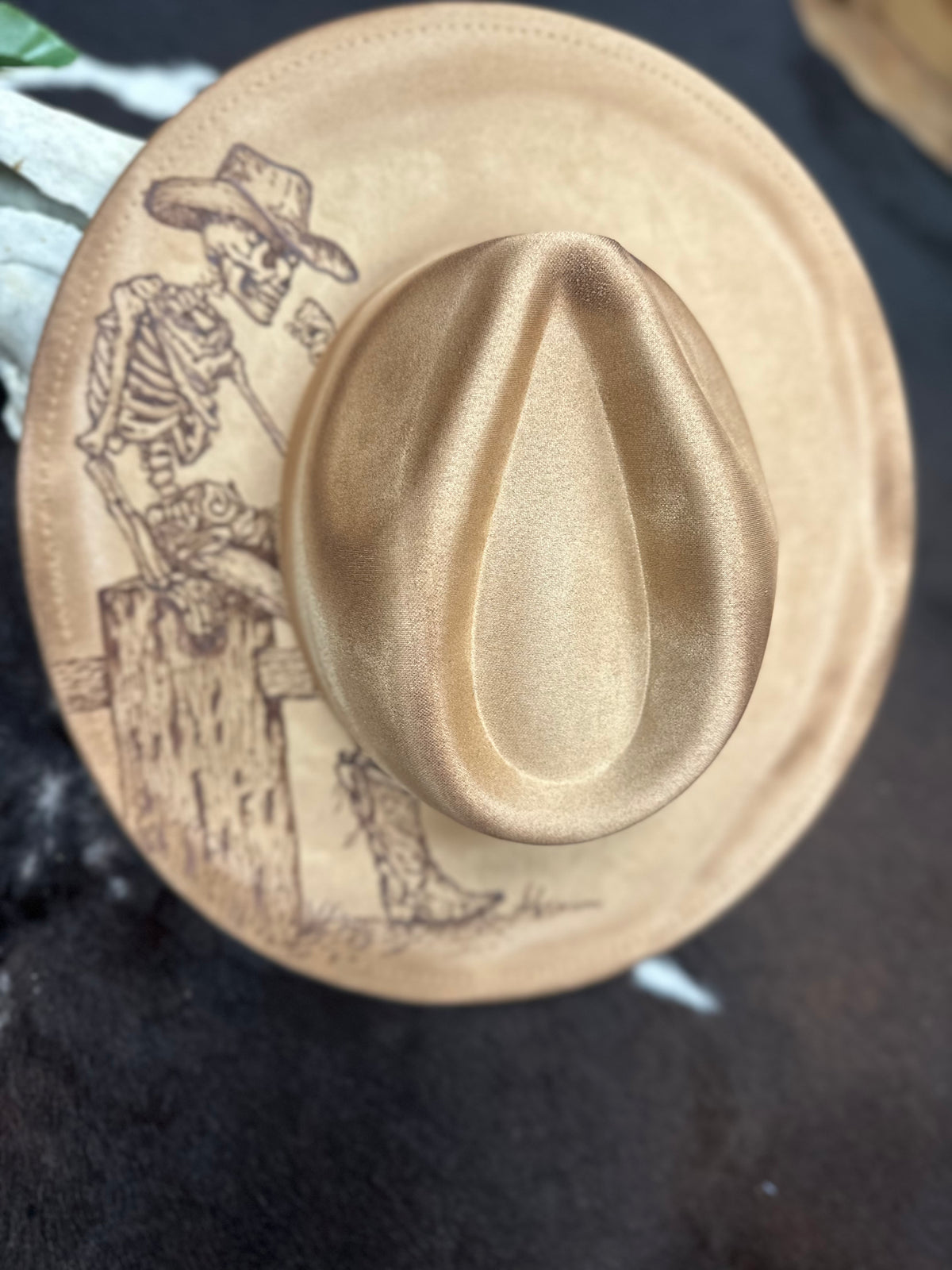Cowboy Bones Custom Burned Western Hat