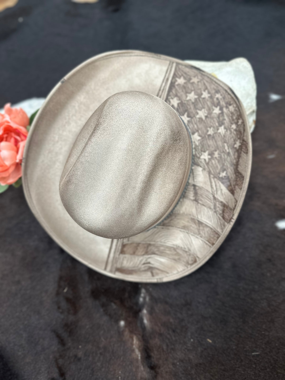 Custom Burned American Flag Western Hat