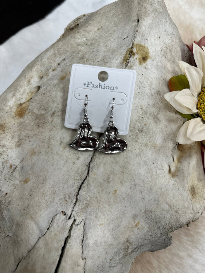 Silver Sweetheart Drop Earrings