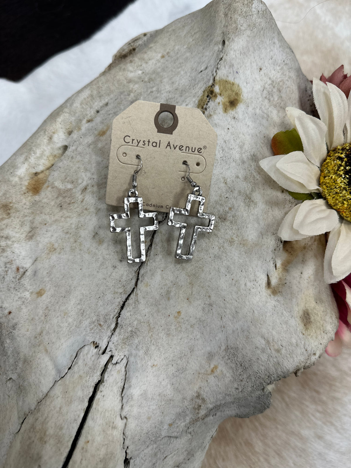 Hammered Faith Cross Earrings