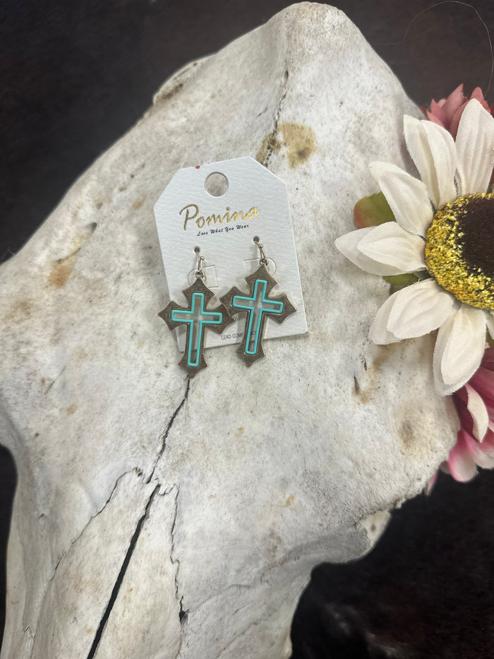 Faithfully Western Cross Earrings